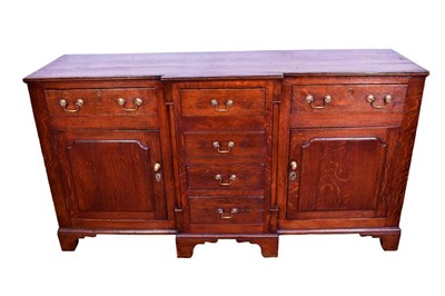 Lot 1332 - George III oak breakfront dresser base