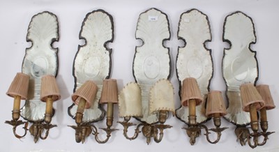 Lot 1318 - Set of five mirrored girandoles