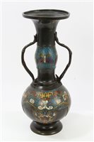 Lot 768 - Antique Chinese bronze and cloisonné vase with...