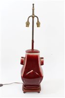 Lot 769 - Chinese flambé hu-shaped vase converted to...