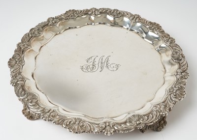 Lot 227 - Good quality George IV silver salver by John Bridge (London 1825)