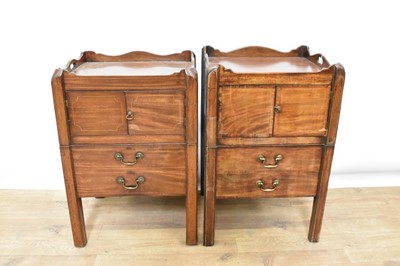 Lot 1443 - Near pair of George III mahogany bedside cupboards