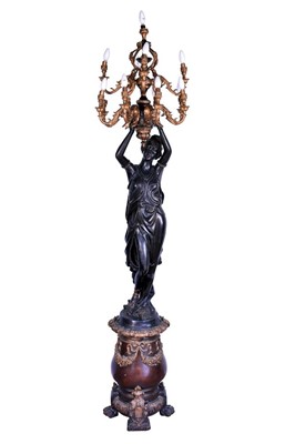 Lot 1331 - Ornate Empire style figural floorstanding light