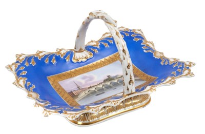 Lot 105 - A Chamberlain’s Worcester basket, painted with a view of Worcester, circa 1835