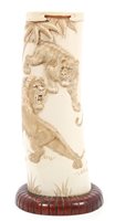 Lot 778 - Late 19th century Japanese carved ivory tusk...
