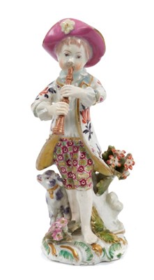 Lot 104 - A Bow figure of a piping shepherd boy, circa 1765