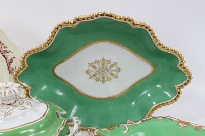 Lot 721 - A Flight, Barr and Barr Worcester coffee can and saucer, a similar green ground dish, a sauce tureen and cover and other items