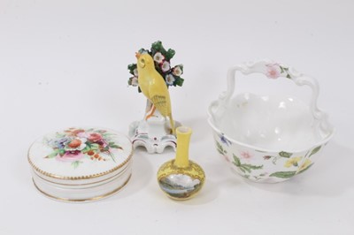 Lot 119 - A Meissen miniature yellow ground vase, a German porcelain bird and other items