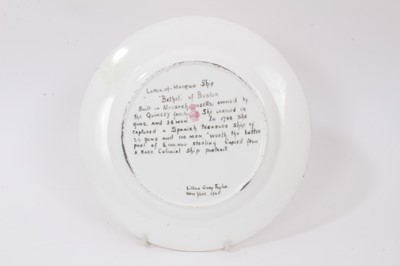 Lot 96 - A Minton plate, painted by Lillian Gary Taylor with ‘Letter-of-Marque Ship ‘Bethel’ of Boston