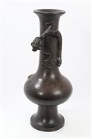 Lot 781 - Antique Chinese bronze vase with coiling...