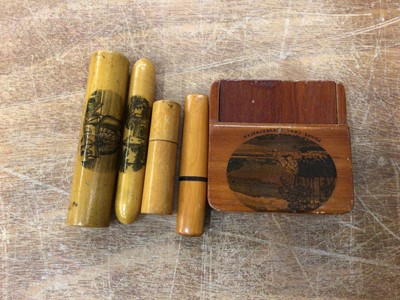 Lot 94 - A Mauchline watch case, and four Mauchline small cases