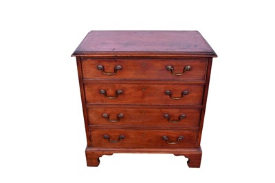 Lot 1351 - 19th century mahogany four drawer chest of small size, the graduated drawers with original brass fittings on bracket feet, 70cm wide x 42cm deep x 75cm high