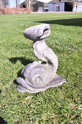 Lot 1354 - Antique lead dolphin garden feature, 28cm high