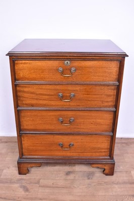 Lot 1374 - Georgian style mahogany four drawer narrow chest, on bracket feet, 71cm wide x 53cm deep x 95cm high