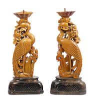 Lot 786 - Pair 19th century Chinese carved soapstone ho...