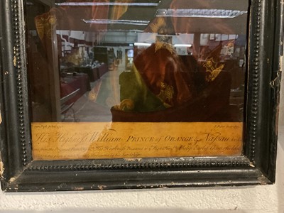 Lot 808 - Collection of seven reverse prints on glass, depicting notable 18th century, in period frames, the largest 50 x 39cm