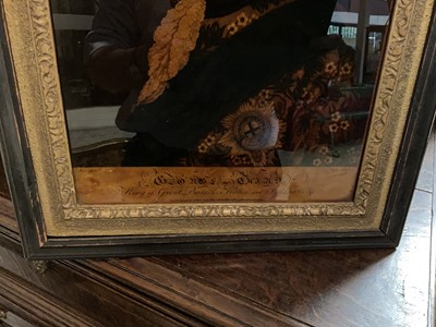 Lot 808 - Collection of seven reverse prints on glass, depicting notable 18th century, in period frames, the largest 50 x 39cm
