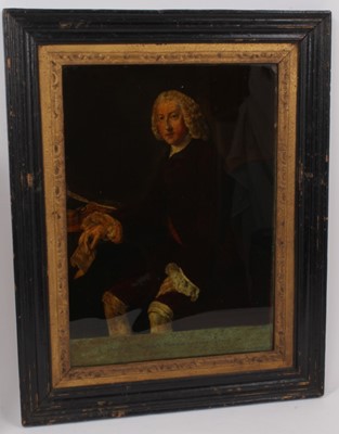 Lot 808 - Collection of seven reverse prints on glass, depicting notable 18th century, in period frames, the largest 50 x 39cm