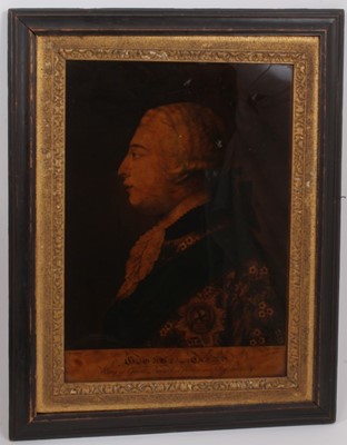 Lot 808 - Collection of seven reverse prints on glass, depicting notable 18th century, in period frames, the largest 50 x 39cm