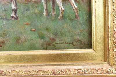 Lot 1026 - John Sanderson Wells (1872-1955), pair of oils on canvas - A Hunting Morn and The Draw, signed, 41cm x 61cm, in gilt frames