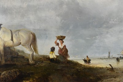 Lot 1278 - Edward Robert Smythe (1810-1899) oil on canvas - coastal scene with figures and ponies, signed, 61cm x 92cm, in gilt frame