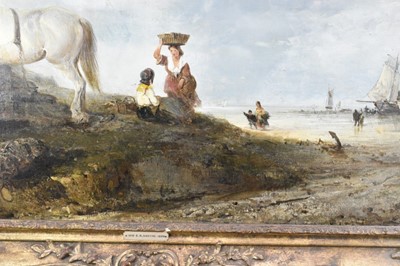 Lot 1278 - Edward Robert Smythe (1810-1899) oil on canvas - coastal scene with figures and ponies, signed, 61cm x 92cm, in gilt frame