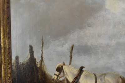 Lot 1278 - Edward Robert Smythe (1810-1899) oil on canvas - coastal scene with figures and ponies, signed, 61cm x 92cm, in gilt frame