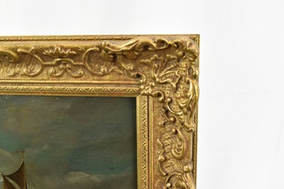 Lot 1276 - John Moore of Ipswich (1820-1902) oil on panel - Moonlit Riverscape, signed, 23cm x 38cm, in gilt frame