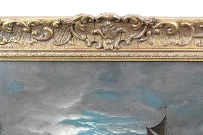 Lot 1276 - John Moore of Ipswich (1820-1902) oil on panel - Moonlit Riverscape, signed, 23cm x 38cm, in gilt frame