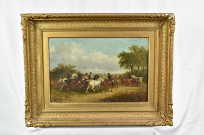 Lot 1275 - Edward Robert Smythe (1810-1899) oil on canvas - Going to the Horse Fair, signed, inscribed verso, 30cm x 45cm, in gilt frame