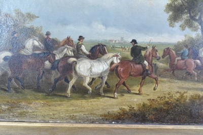 Lot 1275 - Edward Robert Smythe (1810-1899) oil on canvas - Going to the Horse Fair, signed, inscribed verso, 30cm x 45cm, in gilt frame