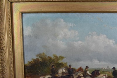 Lot 1275 - Edward Robert Smythe (1810-1899) oil on canvas - Going to the Horse Fair, signed, inscribed verso, 30cm x 45cm, in gilt frame