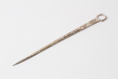 Lot 270 - George III silver meat skewer, Solomon Hougham (London 1813), 28cm, 2.5ozs