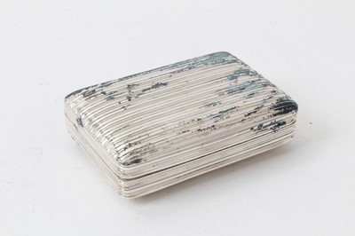 Lot 291 - George III silver reeded snuff box of rectangular form, Samuel Pemberton (Birmingham 1801), 7cm x 5cm