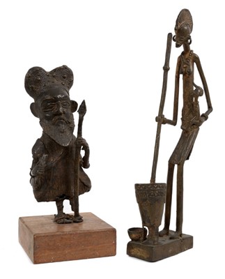 Lot 854 - Two Ashanti bronze figures, the largest 32cm high
