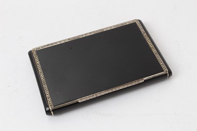 Lot 297 - Art Deco silver (925), enamel and black onyx cigarette case with marcasite decoration 8.4 x 5.4cm
