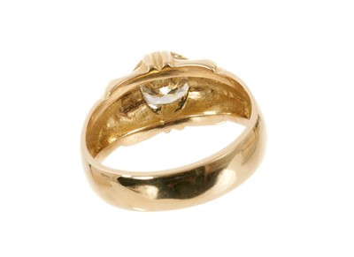Lot 463 - Diamond single stone signet ring with a brilliant cut diamond estimated to weigh approximately 1.25cts in rub-over setting on 18ct gold shank
