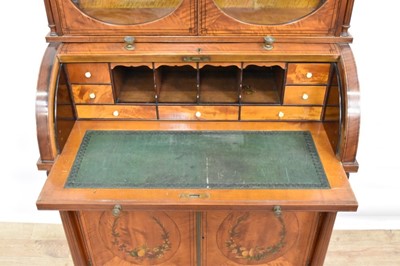 Lot 1413 - Fine quality Edwardian satinwood and polychrome painted bonheur du jour