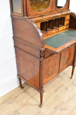 Lot 1413 - Fine quality Edwardian satinwood and polychrome painted bonheur du jour