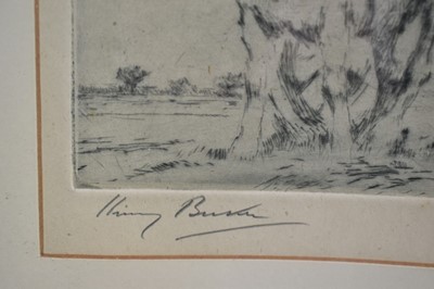Lot 1289 - Harry Becker (1865-1928) signed etching - Loading the Wagon, 12.5cm x 21cm, in glazed frame