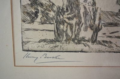 Lot 1290 - Harry Becker (1865-1928) signed etching - The Cart, 15.5cm x 16cm, in glazed frame