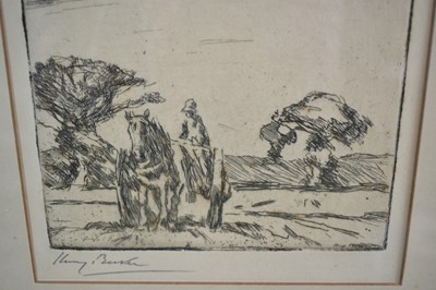 Lot 1290 - Harry Becker (1865-1928) signed etching - The Cart, 15.5cm x 16cm, in glazed frame
