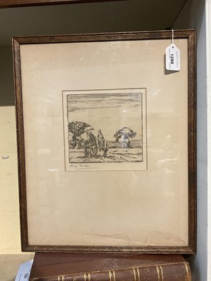 Lot 1290 - Harry Becker (1865-1928) signed etching - The Cart, 15.5cm x 16cm, in glazed frame