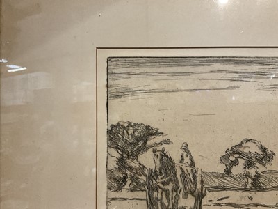 Lot 1290 - Harry Becker (1865-1928) signed etching - The Cart, 15.5cm x 16cm, in glazed frame