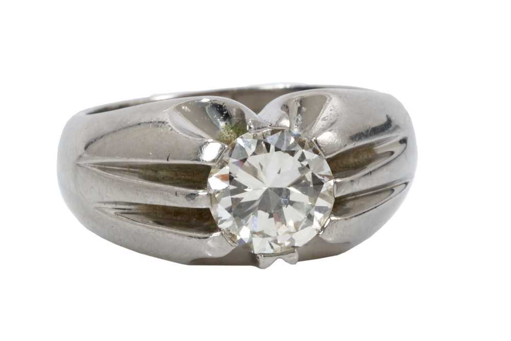 Lot 521 - Diamond single stone ring with a brilliant cut diamond estimated to weigh approximately 1.65cts in platinum heavy claw setting on platinum shank