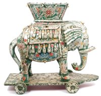 Lot 819 - Highly ornate antique Indian carved wood,...