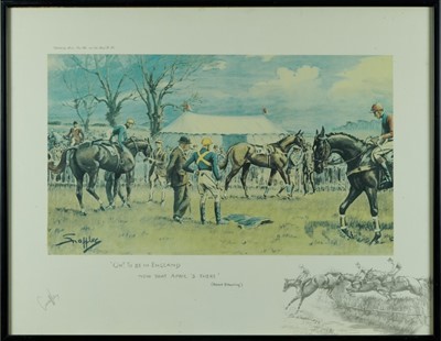 Lot 1005 - Snaffles, Charles Johnson Payne (1884-1967) signed print - "Oh! To be in England now that April's There', signed in pencil, with snaffle blindstamp, 52cm x 67cm, in glazed frame
