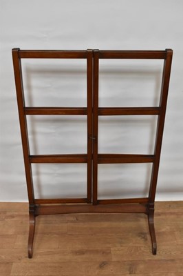 Lot 1499 - Regency mahogany folding towel rail with splayed supports, 113cm high