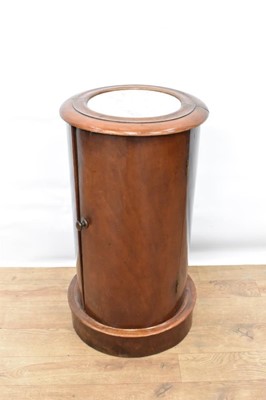 Lot 1503 - Victorian marble topped cylinder bureau, enclosed by single door on plinth base, 72cm high