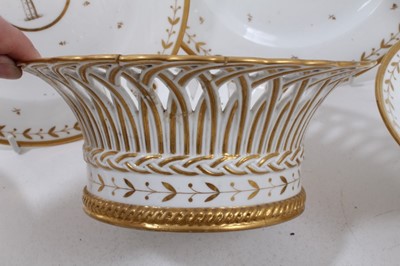 Lot 134 - A Sèvres gilt armorial dessert service, comprising four plates, four footed dishes and a pierced bowl, with printed, impressed and inscribed marks